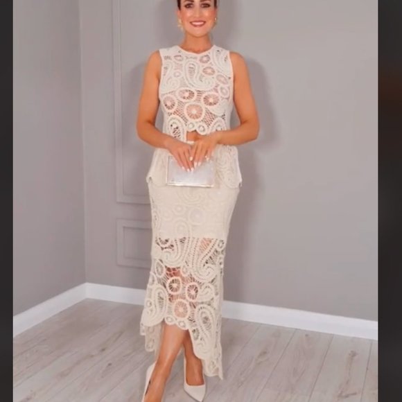 ZARA NEW ASYMMETRIC CROCHET TOP STRAW BEIGE S,M - Picture 17 of 17